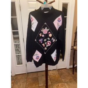 Women's Spice of Life vintage Sweater Black Multi M